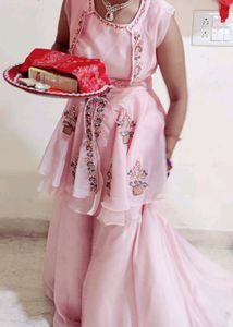 3 Peice Baby Pink Party wear Dress