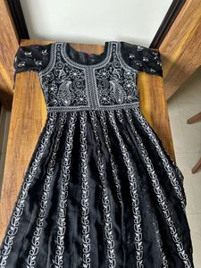 Elegant Black Chikankari Anarkali Dress