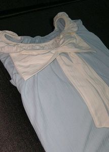 Cute Blue Pajama Dress with Bow