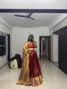 Orange, pink Gold zari - Lehenga Choli