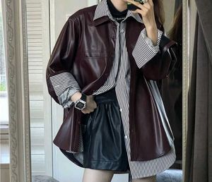 Solid PU Leather Look  CASUAL Jacket