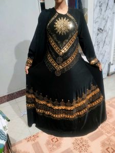 Elegant Black & Gold Embellished Gown