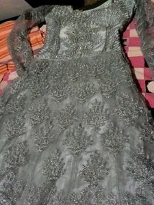 Elegant Silver Embellished Gown