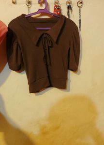 Cute Peplum Blouse &amp; Brown Top Set, 2 to