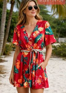 Vibrant Floral Print Wrap Dress Size-34-36