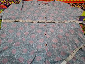 Blue &amp; Pink Floral Print Kurta