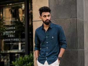 Men's Classic Blue Long Sleeve Shirt