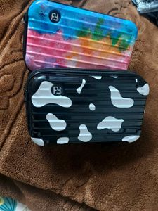 Combo of 2 Colorful Mini Luggage Clutches Bags