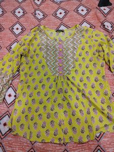 yellow -colored short kurti