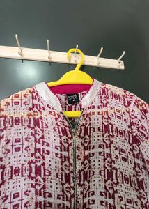 Maroon and White Printed Kurta soch
