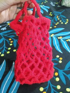 Crocheted Strawberry Keychain