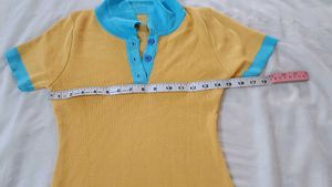 Yellow Polo Dress with Blue Trim