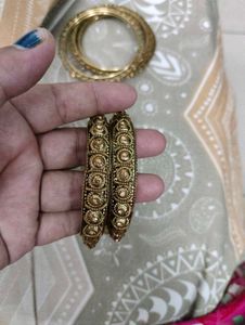 Set of Elegant Gold Bangles with Stones