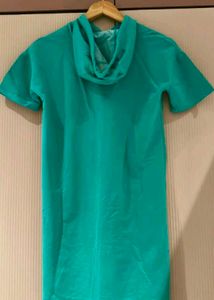 Teal "Confident" Hoodie Dress