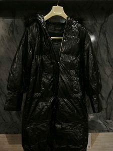 Black Puffer Coat with Fur Hood