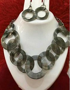 Wire Hoop Necklace Oxidized Jwellery Set......