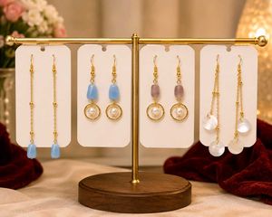 handcrafted Elegant Drop Earrings with Blue Beads