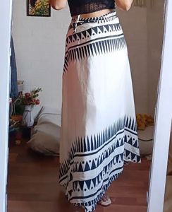 Bohemian Geometric Print Wrap Maxi Skirt