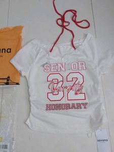Savana jersey mesh t shirt with tie up - tag