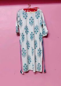 Elegant White &amp; Blue Floral Kurta Set with palazzo