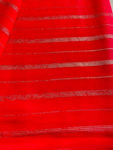 Elegant Red Striped Saree ❤️✨