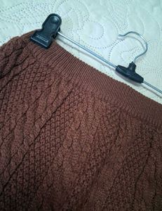 Brown Cable Knit Mini Skirt