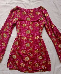 Boho Floral Print Flared Sleeve Short Kurta
