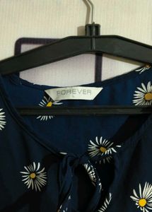 Blue Daisy Print Peplum Top