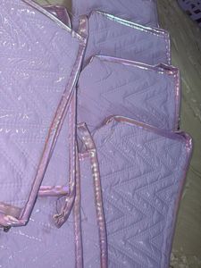 Purple Chevron Quilted Pouches Set of 8
