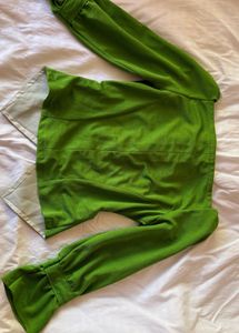 Green Puff Sleeve Cropped Top