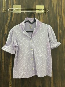 Cute Polka Dot Button-Up Shirt