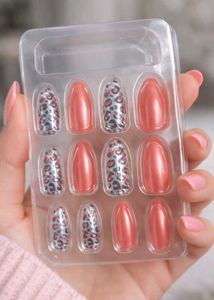 Press-On Nails - Leopard Print & Coral