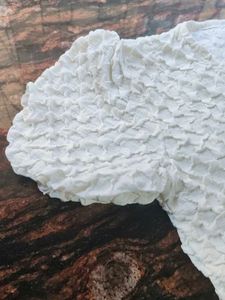 White Criss-Cross Top With Puffy Sleves
