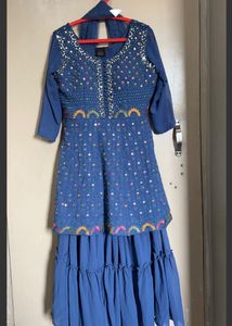 SALE -  Blue Embellished Kurta Set &amp; Sharara