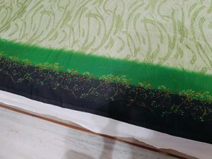 🇳🇿💫🎀Elegant Green &amp; Black Floral Print Saree