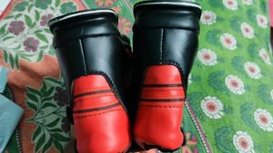 Stylish Red &amp; Black High-Top Sneakers