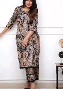 Stylish Paisley Print Kurta Set Xl 43 Bust