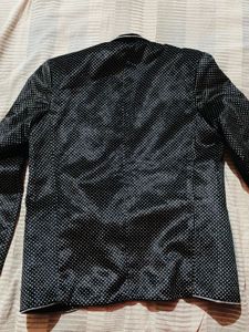 Men's Black Blazer with White Polka Dots