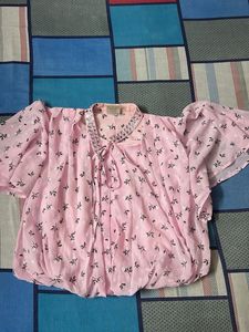 Pretty Pink Floral Puff Sleeve Top