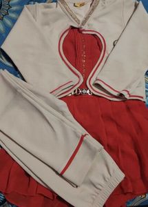 Girls Red & Beige Ethnic Set