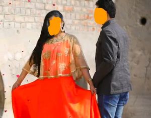 Elegant Orange & Gold Designer Dress