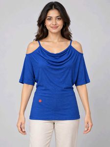 Stylish Blue Cold Shoulder Top