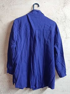 Vibrant Royal Blue Button-Up Blouse Oversized