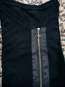 Black Zip Detail Layered Top