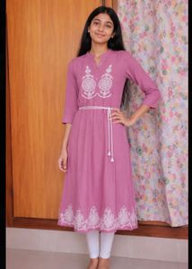 Pink Embroidered Kurta