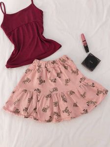 teddy print mini skirt
