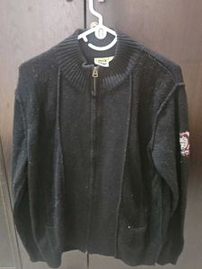 Men's Black Zippered Knit Sweater