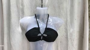 I. Stylish Black Textured Bikini Top