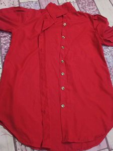 Chic Red Button-Up Shirt