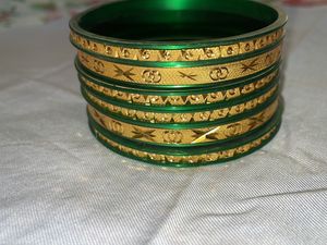 Acrylic Green Gold Bangles Size 2-10
